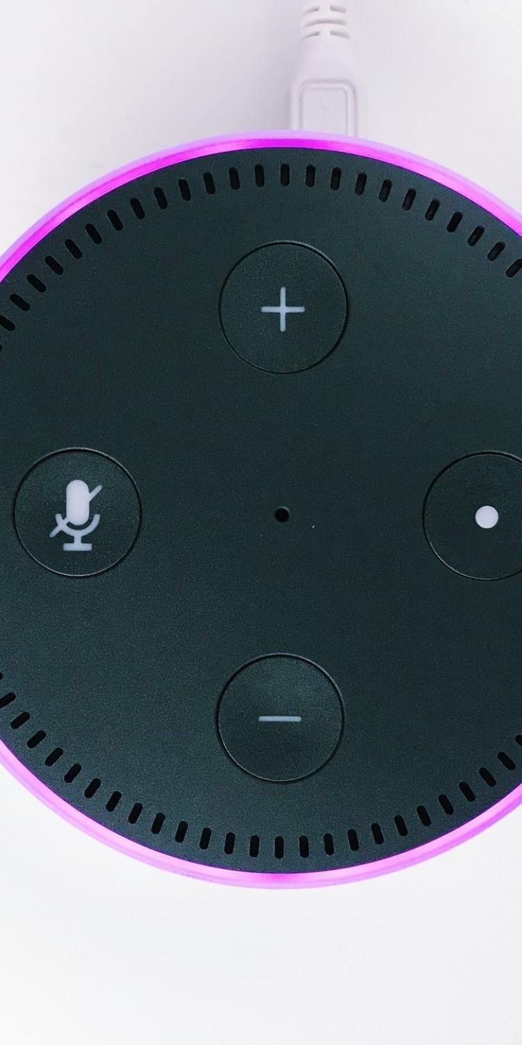 Amazon echo dot with purple ring