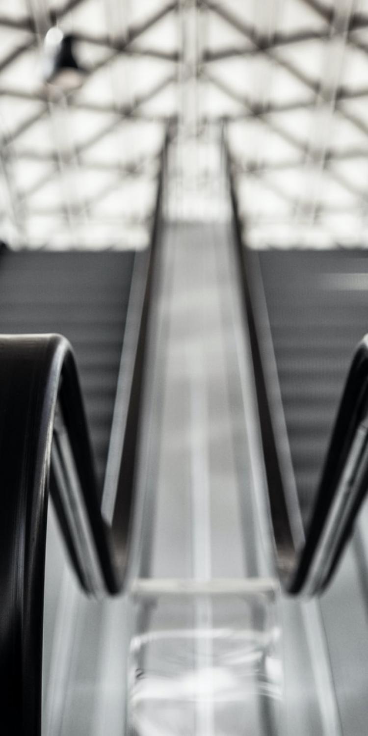 Low angle of escalator