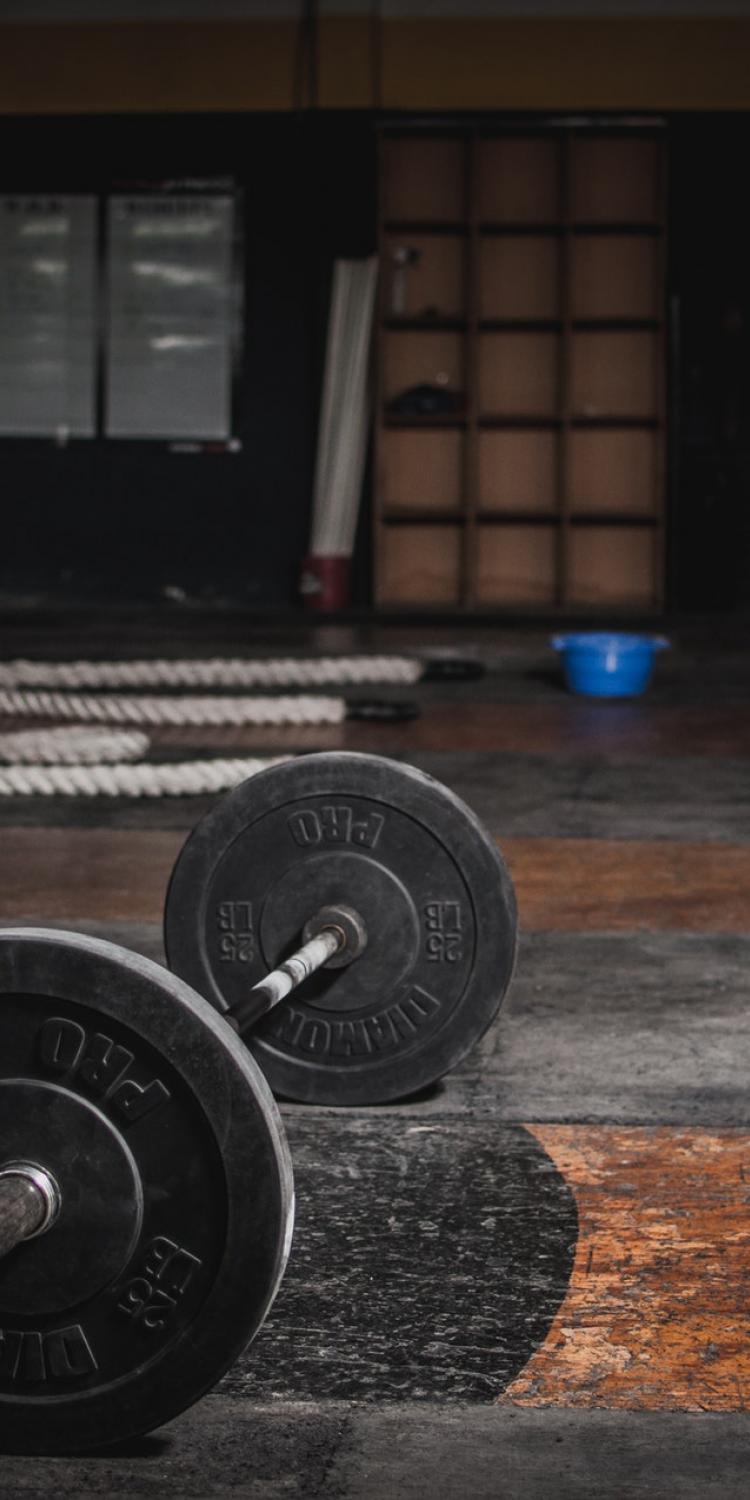 Barbell on the floor