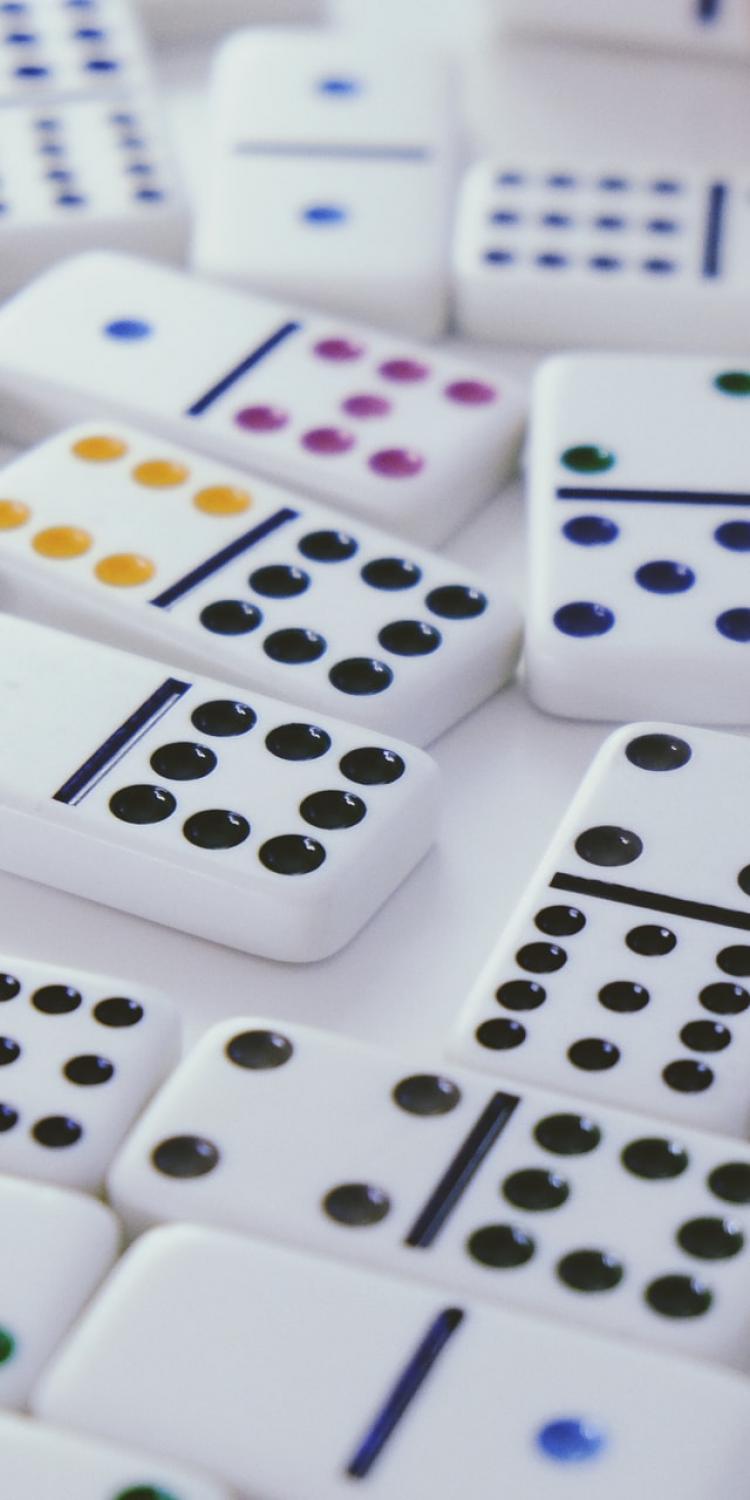 Dominoes on table