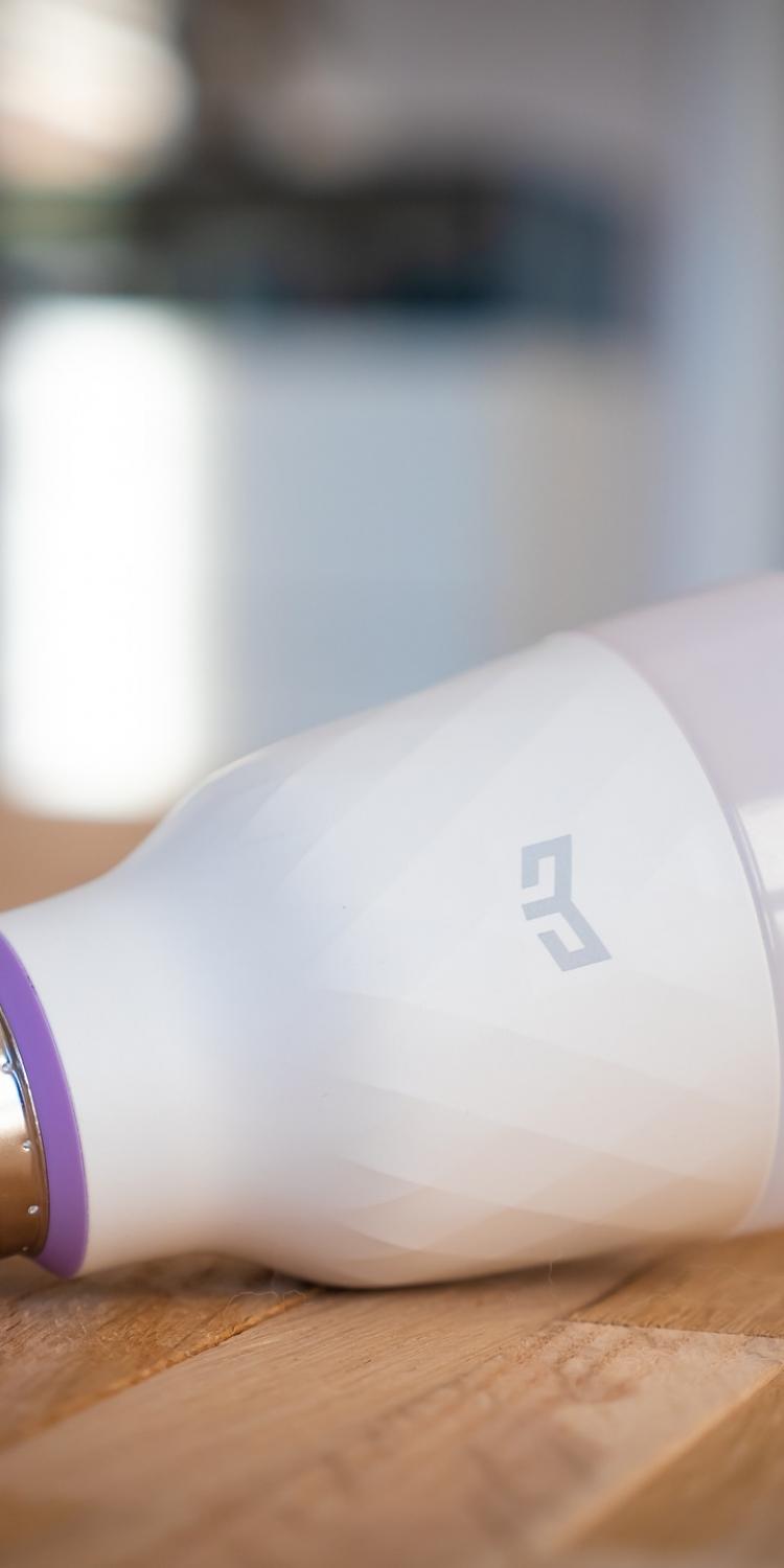 Smart light bulb laying on table