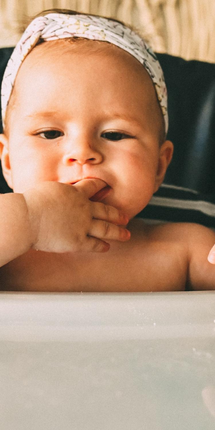 Baby eating crackers