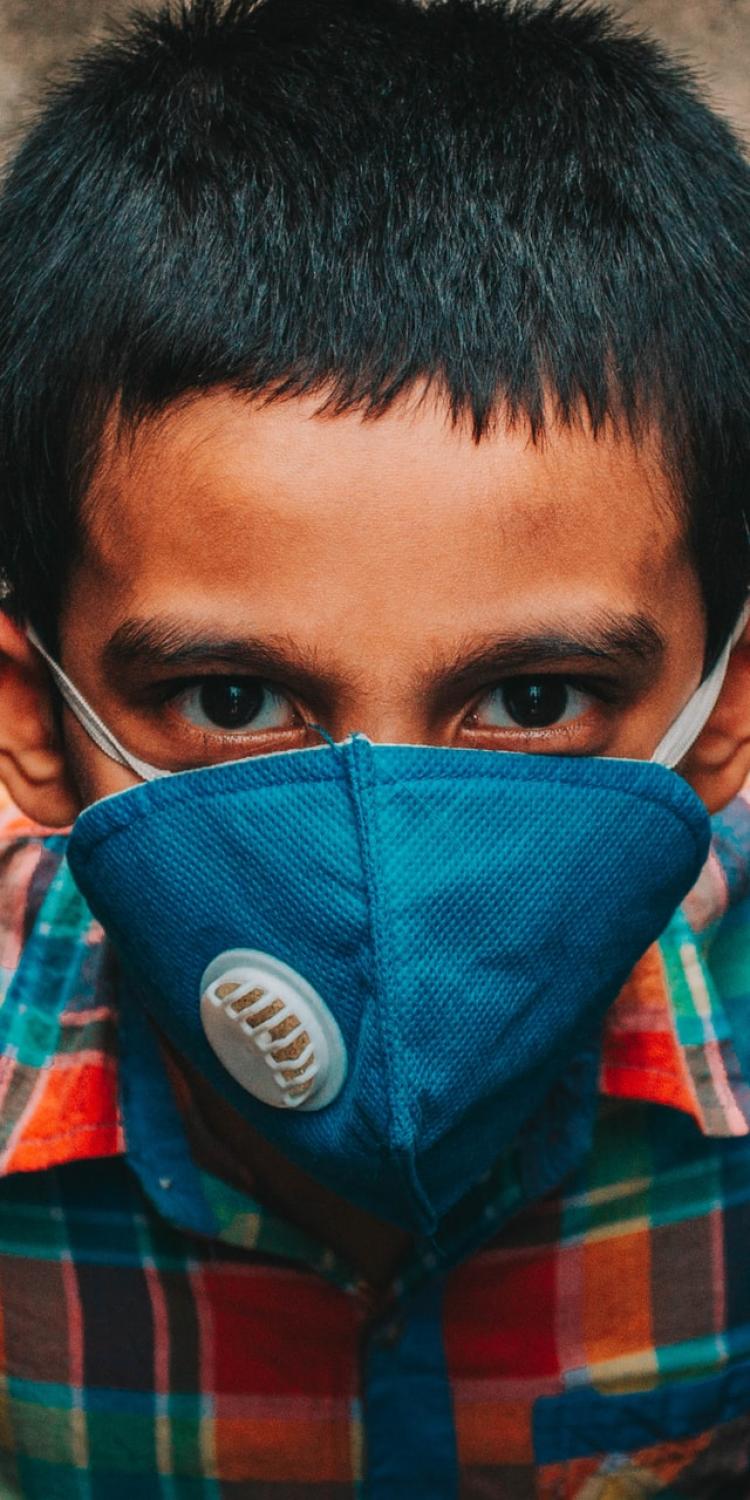 Boy wearing a face mask