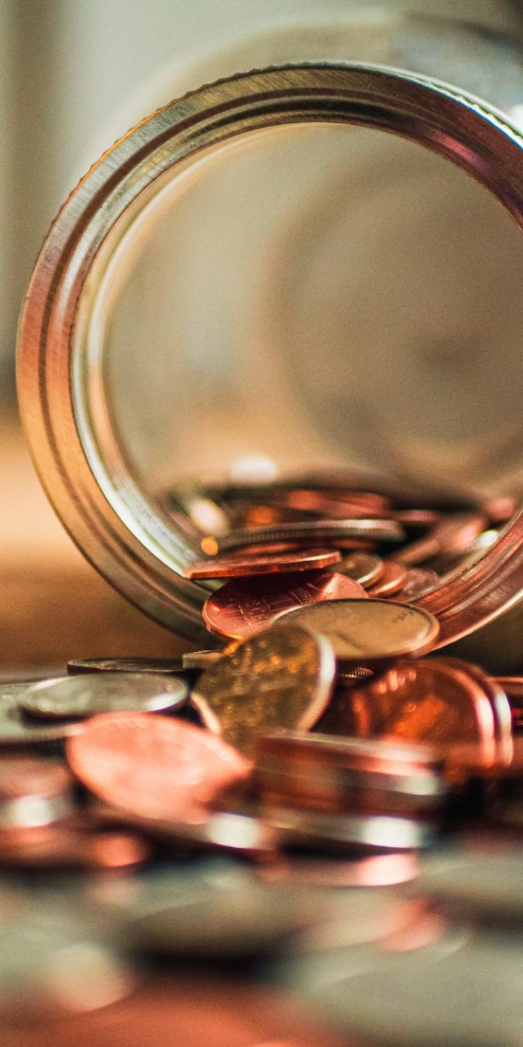 Coins in jar