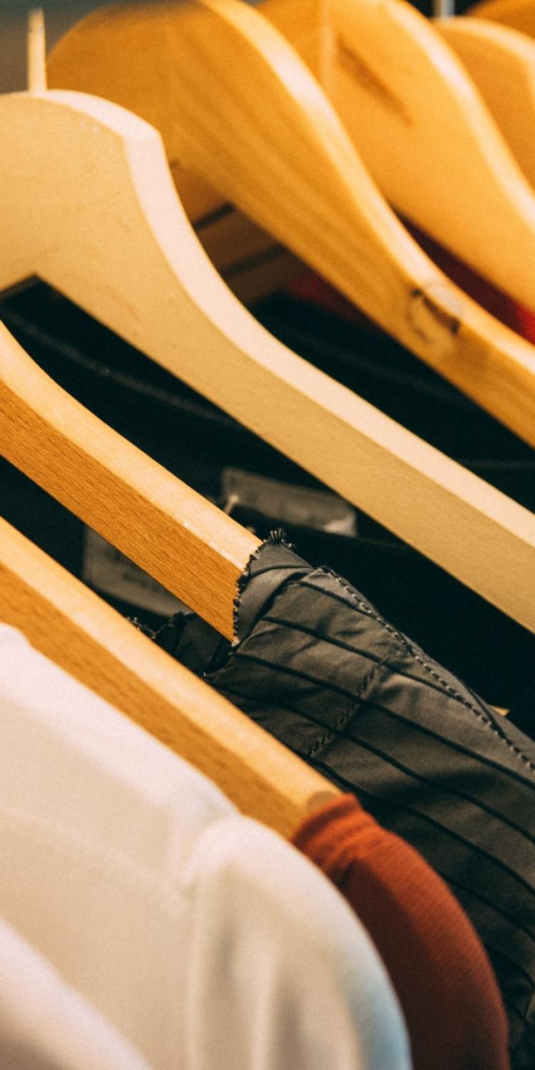 Clothes hanging in closet
