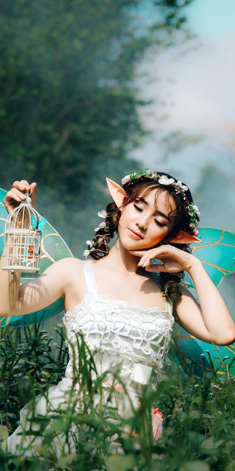 Woman dressed as fairy