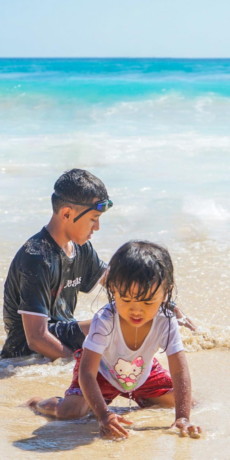 Two kids on beach