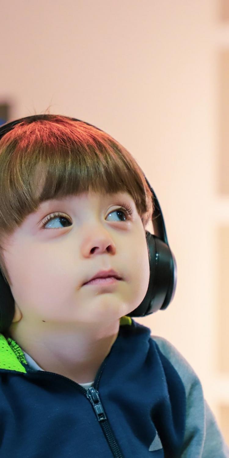 Child wearing headphones