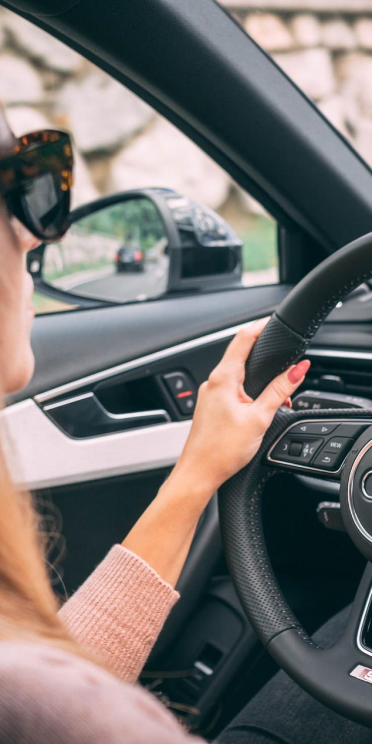 Woman driving car