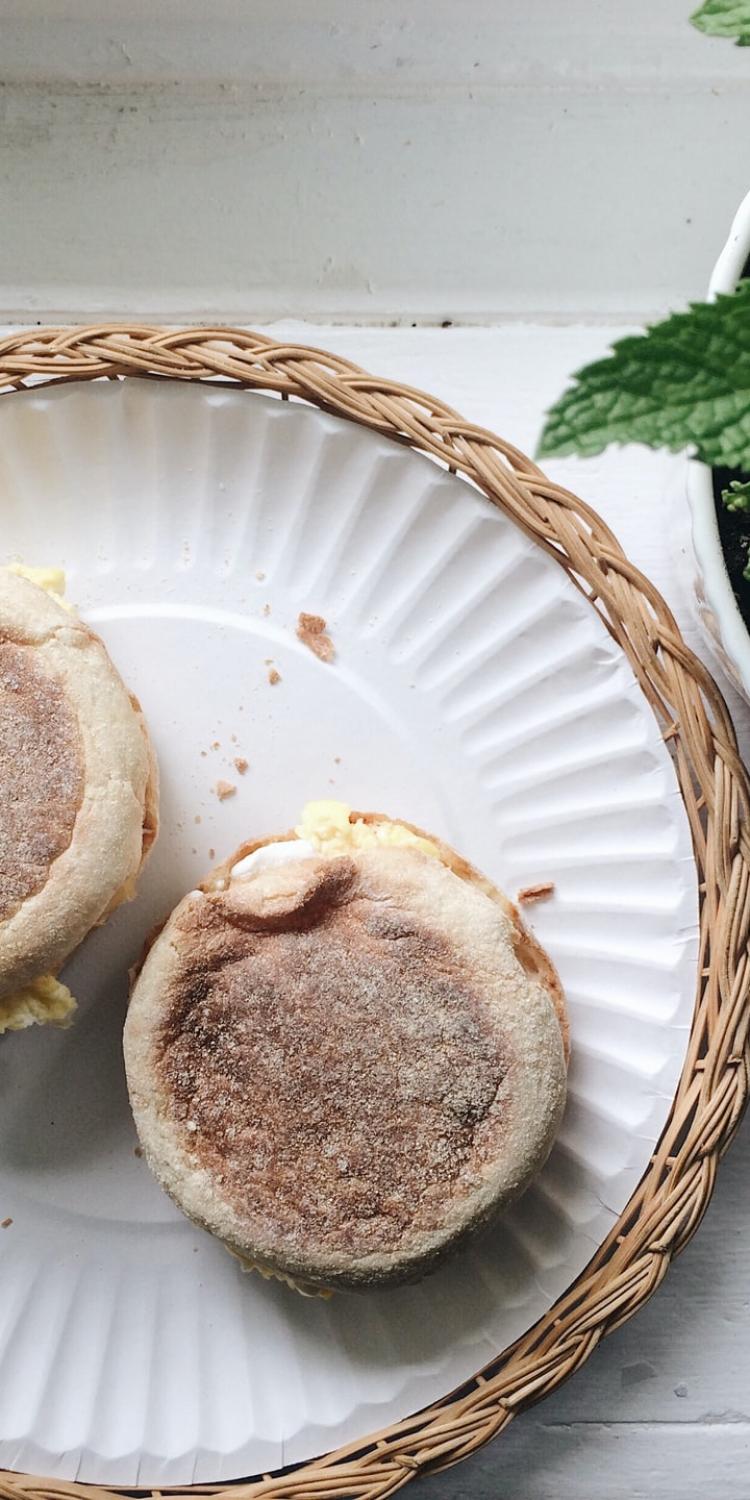 Breakfast sandwiches on plate