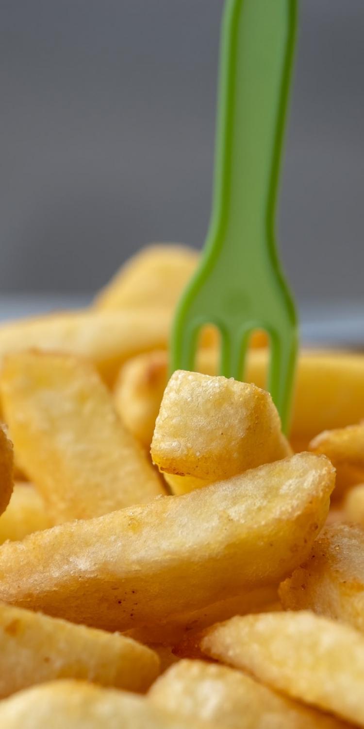 French fries with mini fork