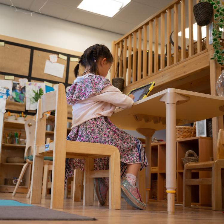 Girl learning on computer