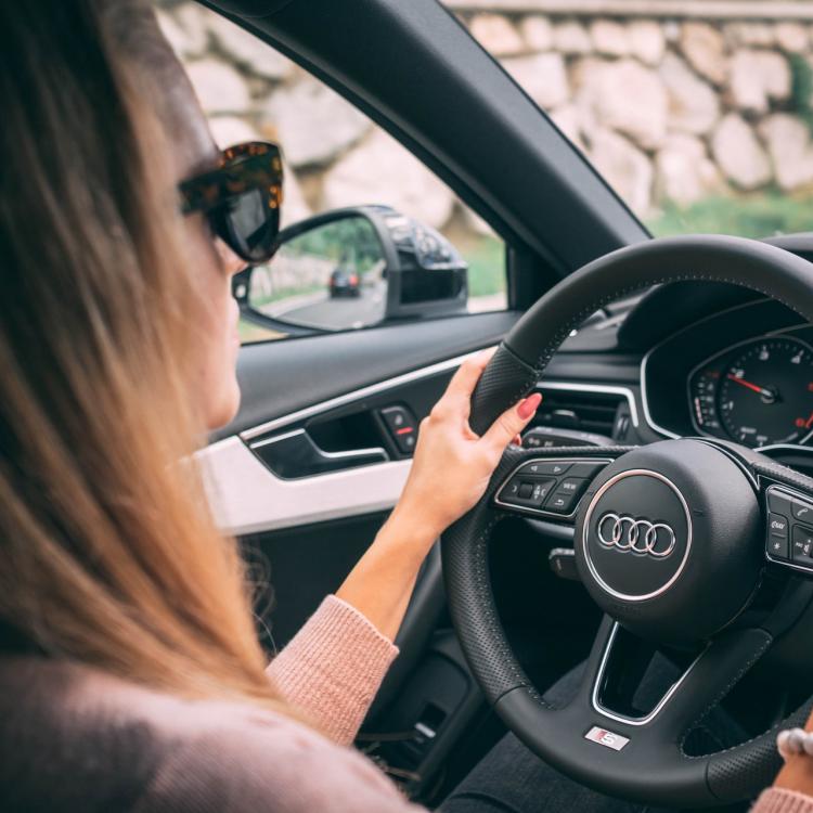 Woman driving car