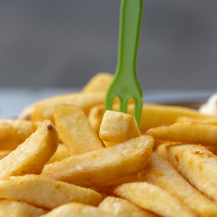 French fries with mini fork
